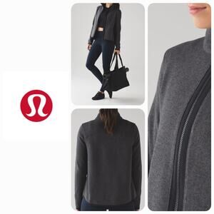 EUC Lululemon Its Fleecing Cold Zip Up Jacket Sz. 8 Heathered Black / Black